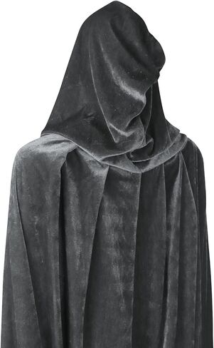 عباءة مخملية فاخرة للبالغين من UQJE مع غطاء رأس لمصاصي الدماء من القرون الوسطى للجنسين - رمادي in Kuwait