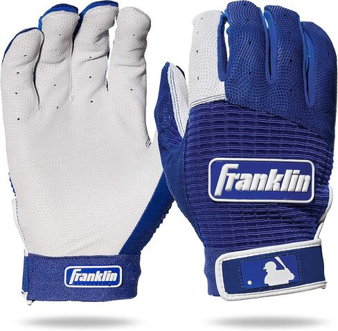 قفازات البيسبول Franklin Sports MLB - قفازات الضرب الكلاسيكية الاحترافية للبيسبول + الكرة اللينة - أزواج قفازات الضرب للرجال البالغين - ملكي/لؤلؤي in Saudi Arabia