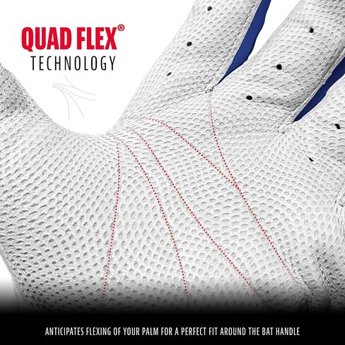 قفازات البيسبول Franklin Sports MLB - قفازات الضرب الكلاسيكية الاحترافية للبيسبول + الكرة اللينة - أزواج قفازات الضرب للرجال البالغين - ملكي/لؤلؤي in Saudi Arabia