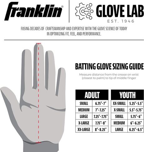 قفازات البيسبول Franklin Sports MLB - قفازات الضرب الكلاسيكية الاحترافية للبيسبول + الكرة اللينة - أزواج قفازات الضرب للرجال البالغين - ملكي/لؤلؤي in Saudi Arabia