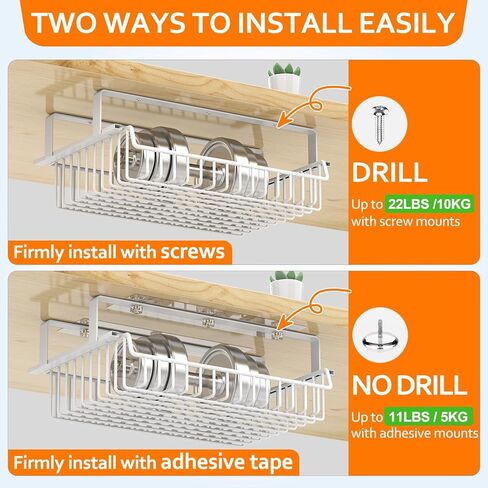 ENONCI درج تحت المكتب، تصميم منزلق، بدون حفر معدني تحت إدارة الكابلات المكتبية، سلة رف تخزين تحت المكتب، منظم درج تحت الطاولة للمكتب، المنزل، مساحة العمل، الخزانة in Kuwait