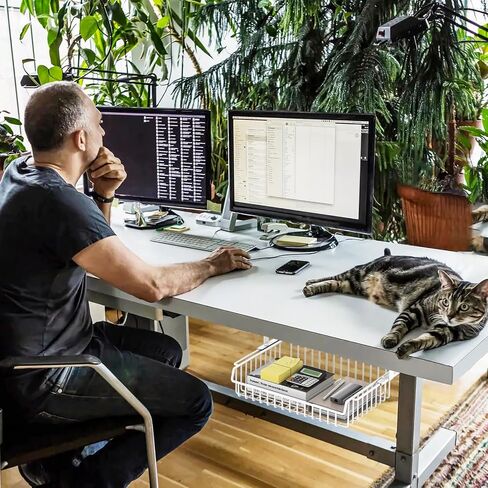 ENONCI درج تحت المكتب، تصميم منزلق، بدون حفر معدني تحت إدارة الكابلات المكتبية، سلة رف تخزين تحت المكتب، منظم درج تحت الطاولة للمكتب، المنزل، مساحة العمل، الخزانة in Kuwait