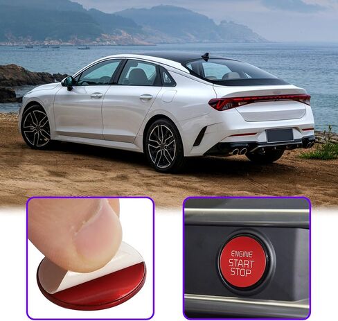TOMALL Aluminum Alloy Engine Keyless Start Stop Push Button Ring Compatible with Kia Optima K5 2020 Car Power Ignition Switch Button Cover Trim Decoration Interior Cap Accessories (Red) in Saudi Arabia
