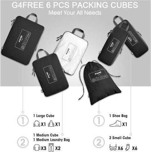G4Free 6 set packing cubes travel packing organizers for suitcase in Saudi Arabia