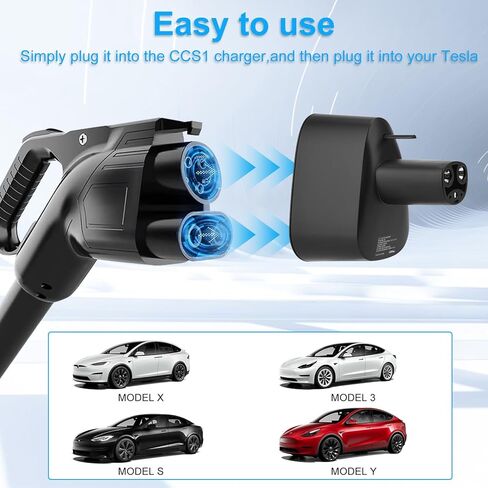 محول شاحن Cinowit CCS لطراز Tesla 3، Y، S، X، 250KW Power DC شحن سريع يدعم أي محطة شحن سريعة من المستوى 3 مع قابس CCS، محول شواحن CCS لأصحاب Tesla فقط (أسود) in Kuwait