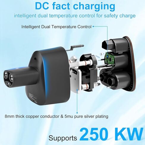 محول شاحن Cinowit CCS لطراز Tesla 3، Y، S، X، 250KW Power DC شحن سريع يدعم أي محطة شحن سريعة من المستوى 3 مع قابس CCS، محول شواحن CCS لأصحاب Tesla فقط (أسود) in Kuwait