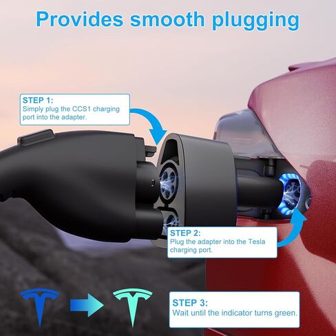 محول شاحن Cinowit CCS لطراز Tesla 3، Y، S، X، 250KW Power DC شحن سريع يدعم أي محطة شحن سريعة من المستوى 3 مع قابس CCS، محول شواحن CCS لأصحاب Tesla فقط (أسود) in Kuwait