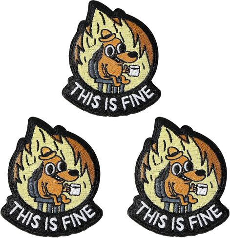 3 PCS This is Fine Dog Patch, Hook & Loop Military Tactical Patch Embroidered Applique Emblem DIY Accessory Applique Armband for for Backpacks Bags Hats Dress Jacket in Saudi Arabia