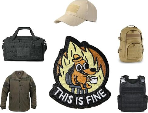 3 PCS This is Fine Dog Patch, Hook & Loop Military Tactical Patch Embroidered Applique Emblem DIY Accessory Applique Armband for for Backpacks Bags Hats Dress Jacket in Saudi Arabia