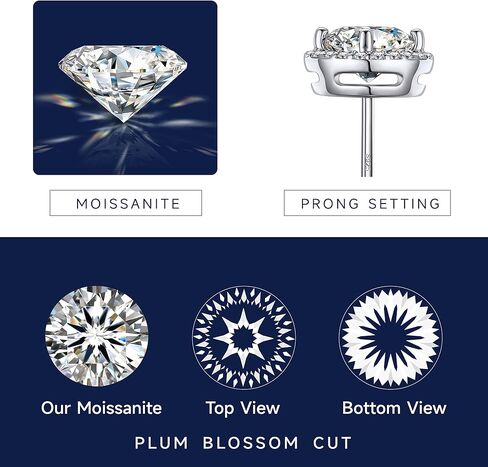 قلادات MomentWish على شكل قلب للنساء وأقراط هالة مويسانيتي عيار 2 قيراط in Kuwait