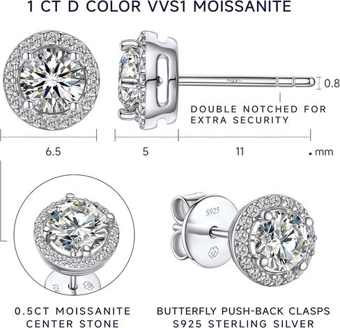 قلادات MomentWish على شكل قلب للنساء وأقراط هالة مويسانيتي عيار 2 قيراط in Kuwait