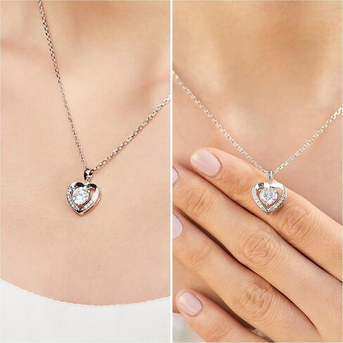 قلادات MomentWish على شكل قلب للنساء وأقراط هالة مويسانيتي عيار 2 قيراط in Kuwait