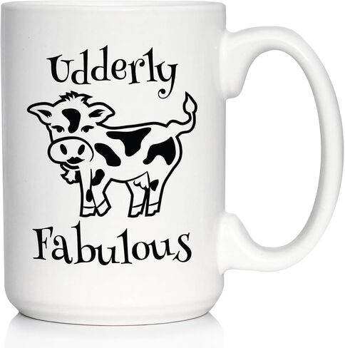 Bevvee Udderly Fabulous Ceramic Coffee Mug for Cow Gifts - 11 oz in Kuwait