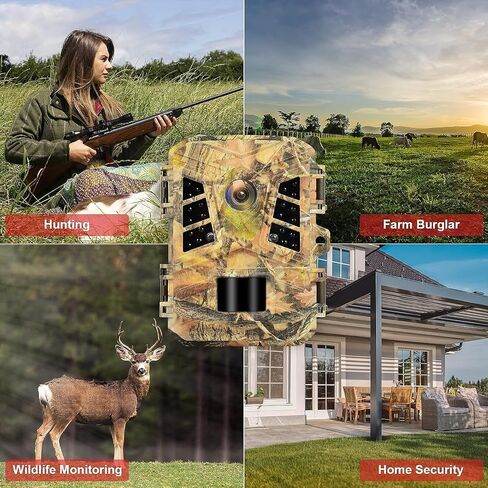 VANBAR Trail Camera 20MP 1080P Game Camera 120°Wide-Angle Motion Latest Sensor View 0.2s Trigger time IP66 Waterproof Hunting Cam Free 32G Micro SD Card in Saudi Arabia