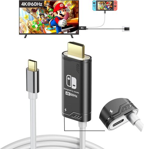 JINGDU USB C to HDMI Cable Compatible with Nintendo Switch 2017/OLED, USB-C HDMI Cable Replaces the Original Switch Dock for TV Screen Mirroring, 4K30Hz, Blue in Kuwait