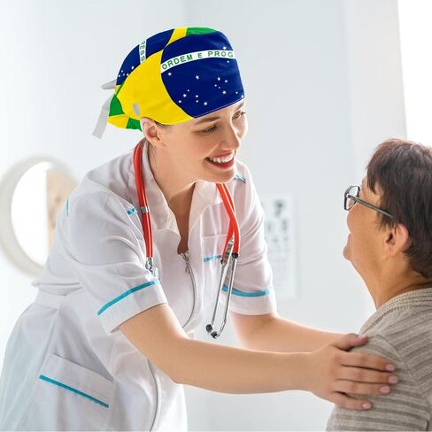 قبعة قابلة للتعديل بعلم البرازيل مع زر، عصابة رأس للعمل مع ربطة شعر على شكل فيونكة in Saudi Arabia