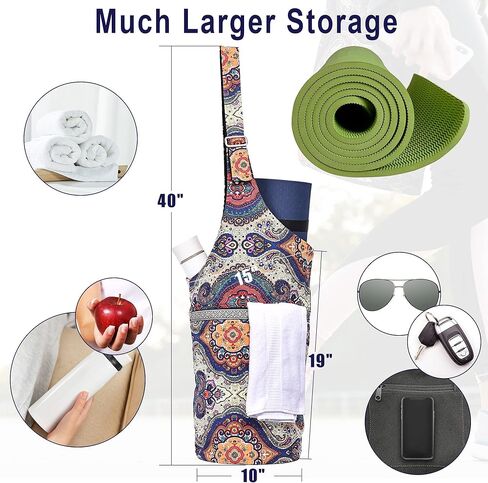 حقيبة بساط اليوجا من PACEEARTH، حامل بساط اليوجا كبير الحجم مقاس 40 بوصة × 15، حقيبة بساط اليوجا قابلة للعكس ذات درجتين من اللون - تناسب معظم سجادات الحجم in Kuwait