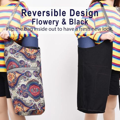 حقيبة بساط اليوجا من PACEEARTH، حامل بساط اليوجا كبير الحجم مقاس 40 بوصة × 15، حقيبة بساط اليوجا قابلة للعكس ذات درجتين من اللون - تناسب معظم سجادات الحجم in Kuwait