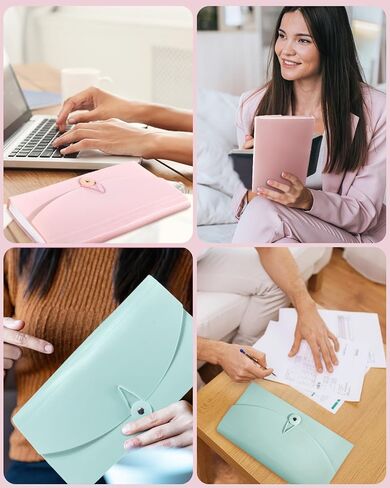 HULIPARK 13 Pockets Small File Folder Organizer, Mini Expanding File Folder for Coupons, Receipts, Cash, Tax Item or Changes, 10.4x5.5In, Accordion File Organizer Receipt Folder with Tabs (Pink) in Saudi Arabia