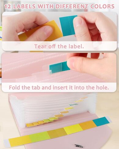 HULIPARK 13 Pockets Small File Folder Organizer, Mini Expanding File Folder for Coupons, Receipts, Cash, Tax Item or Changes, 10.4x5.5In, Accordion File Organizer Receipt Folder with Tabs (Pink) in Saudi Arabia
