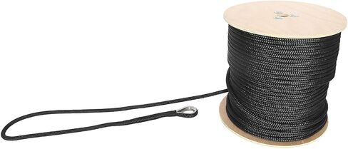 NovelBee 1/2 Inch X 600 Feet Double Braid Nylon Anchor Line with Stainless Steel Thimble and Wood Chuck (White/Gold) in Saudi Arabia