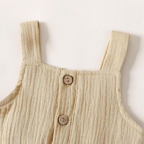 Neutral Baby Boy Girl Overalls Cotton Gauze Sleeveless Romper Button Down Jumpsuits with Pockets Summer Clothes in Saudi Arabia
