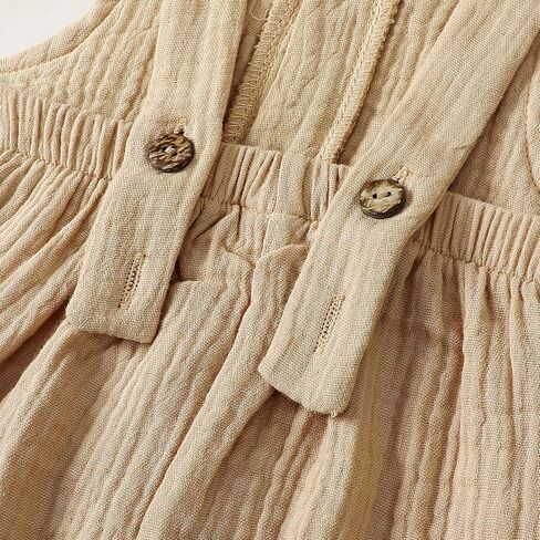 Neutral Baby Boy Girl Overalls Cotton Gauze Sleeveless Romper Button Down Jumpsuits with Pockets Summer Clothes in Saudi Arabia