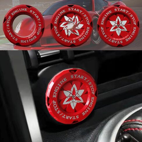 AMOHOMA Push Start Button Cover Rotary Car Start Button Cover Universal Button Decoration Gift Anti-Scratch Protector Ring (Anime-Red 4) in Saudi Arabia