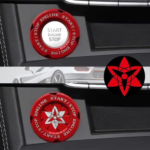 AMOHOMA Push Start Button Cover Rotary Car Start Button Cover Universal Button Decoration Gift Anti-Scratch Protector Ring (Anime-Red 4) in Saudi Arabia