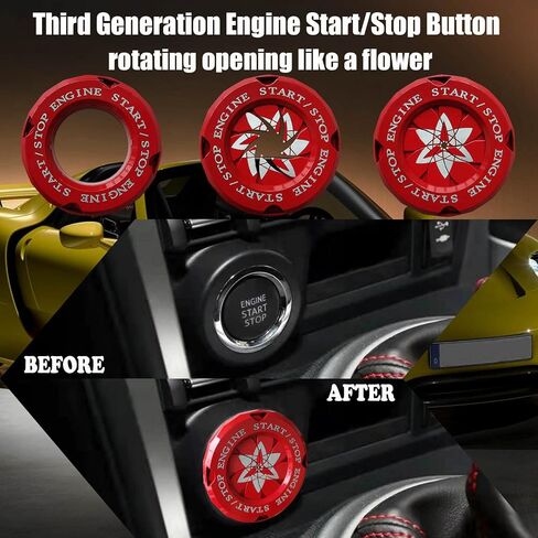 AMOHOMA Push Start Button Cover Rotary Car Start Button Cover Universal Button Decoration Gift Anti-Scratch Protector Ring (Anime-Red 4) in Saudi Arabia