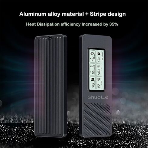محول حاوية ShuoLe ألومنيوم M.2 SSD مع شاشة عرض LCD، USB 3.2 10 جيجابت في الثانية USB C إلى NVMe PCIe SATA M-Key/(B+M) حافظة خارجية لمحرك الحالة الصلبة تدعم UASP Trim لـ NVME/SATA SSD حجم 2280 in Kuwait