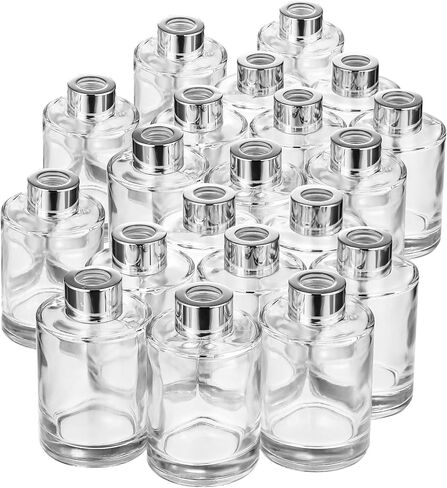 Set of 20 Reed Diffuser Bottles Empty Glass Diffuser Jars with Caps, 4 Inch High, 120ml Refillable Fragrance Essential Oil Diffuser Container for Home Bathroom DIY Reed Sets in Saudi Arabia