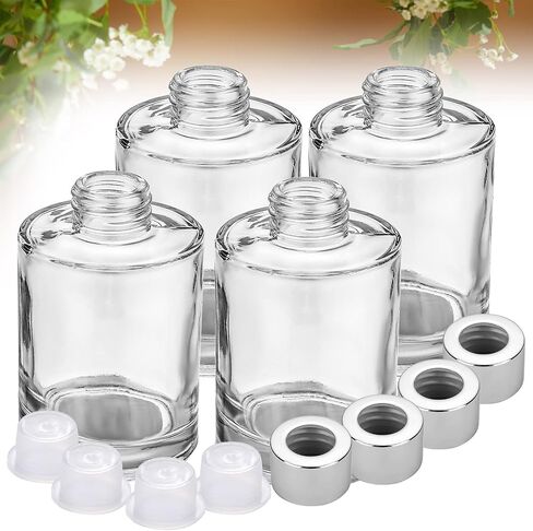 Set of 20 Reed Diffuser Bottles Empty Glass Diffuser Jars with Caps, 4 Inch High, 120ml Refillable Fragrance Essential Oil Diffuser Container for Home Bathroom DIY Reed Sets in Saudi Arabia