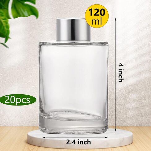 Set of 20 Reed Diffuser Bottles Empty Glass Diffuser Jars with Caps, 4 Inch High, 120ml Refillable Fragrance Essential Oil Diffuser Container for Home Bathroom DIY Reed Sets in Saudi Arabia