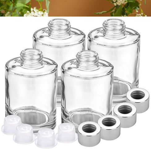 Set of 20 Reed Diffuser Bottles Empty Glass Diffuser Jars with Caps, 4 Inch High, 120ml Refillable Fragrance Essential Oil Diffuser Container for Home Bathroom DIY Reed Sets in Saudi Arabia