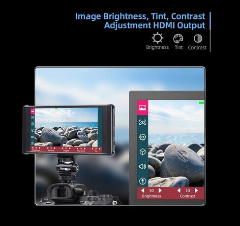 Portkeys PT6 5.2 بوصة 4K HDMI شاشة لمس واسعة النطاق لكاميرا DSLR مع LUT ثلاثي الأبعاد | ذروة جديدة | 600 Nit | مساعدة الفيديو | شكل موجة RGB لـ DSLR in Kuwait