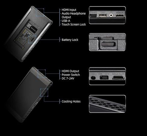 Portkeys PT6 5.2 بوصة 4K HDMI شاشة لمس واسعة النطاق لكاميرا DSLR مع LUT ثلاثي الأبعاد | ذروة جديدة | 600 Nit | مساعدة الفيديو | شكل موجة RGB لـ DSLR in Kuwait