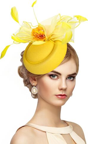 قبعات الشاي Zinniday Feathers Fascinators - مصنوعة يدويًا للنساء والسيدات كوكتيل شبكي زهرة كنتاكي ديربي 20s 50s إكسسوارات القبعات in Saudi Arabia