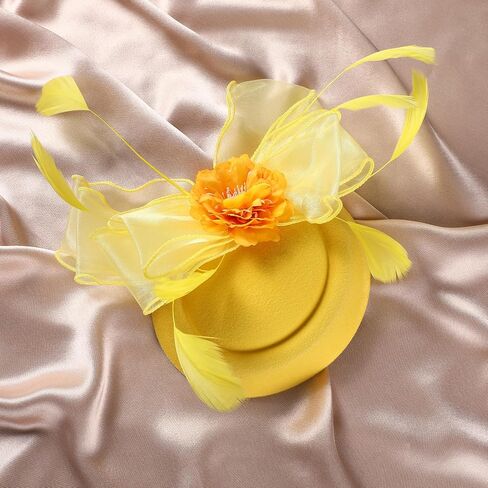 قبعات الشاي Zinniday Feathers Fascinators - مصنوعة يدويًا للنساء والسيدات كوكتيل شبكي زهرة كنتاكي ديربي 20s 50s إكسسوارات القبعات in Saudi Arabia