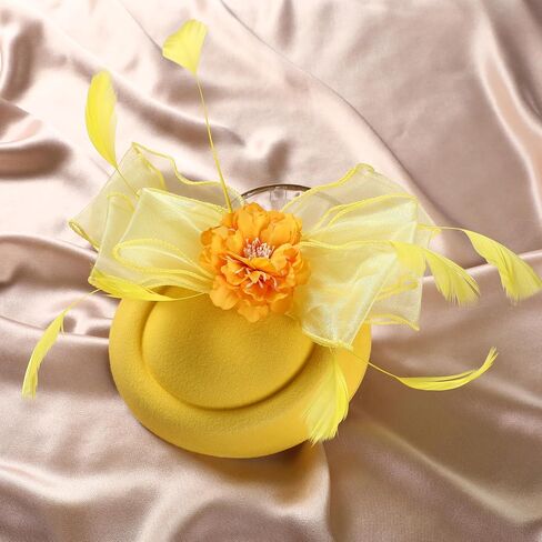 قبعات الشاي Zinniday Feathers Fascinators - مصنوعة يدويًا للنساء والسيدات كوكتيل شبكي زهرة كنتاكي ديربي 20s 50s إكسسوارات القبعات in Saudi Arabia