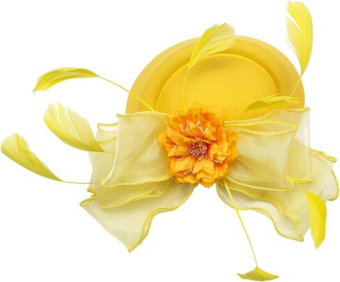 قبعات الشاي Zinniday Feathers Fascinators - مصنوعة يدويًا للنساء والسيدات كوكتيل شبكي زهرة كنتاكي ديربي 20s 50s إكسسوارات القبعات in Saudi Arabia