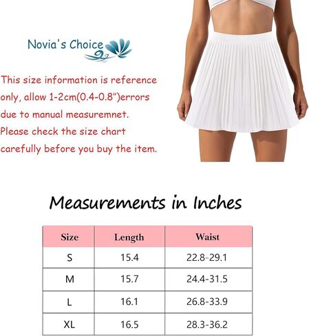 Novia's Choice تنانير عالية الخصر للنساء والفتيات ذات ثنيات على شكل حرف a تنورة قصيرة متزلج على شكل تنس موحد شورتات مبطنة in Saudi Arabia