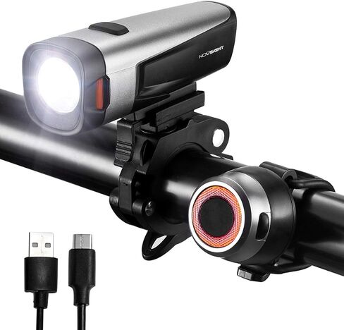 مجموعة مصابيح الدراجة NOVSIGHT، 5 أوضاع USB قابلة لإعادة الشحن للدراجة، مجموعة مصابيح خلفية للدراجة، 1600 لومن فائقة السطوع ومقاومة للماء للدراجة ليلاً وركوب الدراجات على الطرق الجبلية in Kuwait