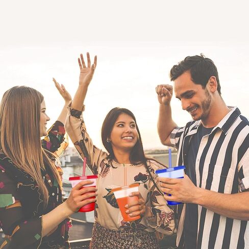 MAGORUI Kids Cups, Color Changing Cups with Lids and Color Changing Straws, 6 Pack 12oz Plastic Reusable Cold Drink Tumbler for Party in Kuwait