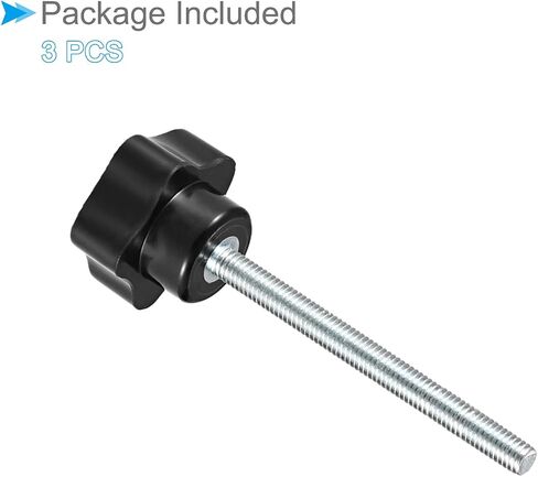 مقابض CoCud Star Clamping، M6 × 70 مم رأس ذكر 30 مم، مقابض يدوية برغي إبهام بلاستيكي، مسمار ملولب أسود - (التطبيقات: لآلات المخرطة)، 3 قطع in Kuwait
