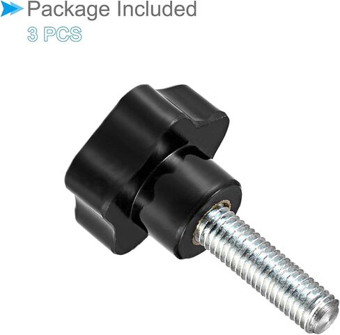 مقابض CoCud Star Clamping، M6 × 70 مم رأس ذكر 30 مم، مقابض يدوية برغي إبهام بلاستيكي، مسمار ملولب أسود - (التطبيقات: لآلات المخرطة)، 3 قطع in Kuwait