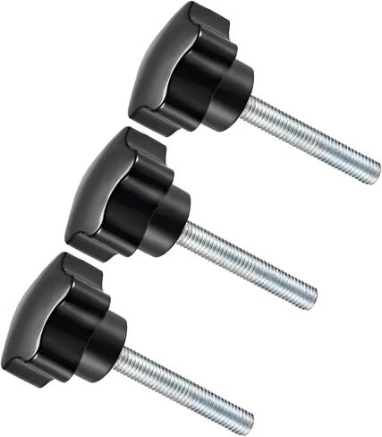 مقابض CoCud Star Clamping، M6 × 70 مم رأس ذكر 30 مم، مقابض يدوية برغي إبهام بلاستيكي، مسمار ملولب أسود - (التطبيقات: لآلات المخرطة)، 3 قطع in Kuwait