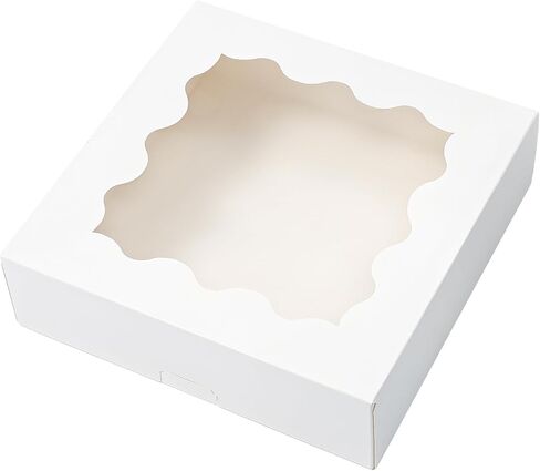 Biocorpla 20-Pack Pie Boxes 9x9x2.5 inches, Bakery Boxes with Window, White Donut Boxes, Strawberry Boxes, Auto-Popup Treat Boxes, Cookie Boxes, Dessert Boxes for Pies, Muffins, Donuts and Pastries in Saudi Arabia