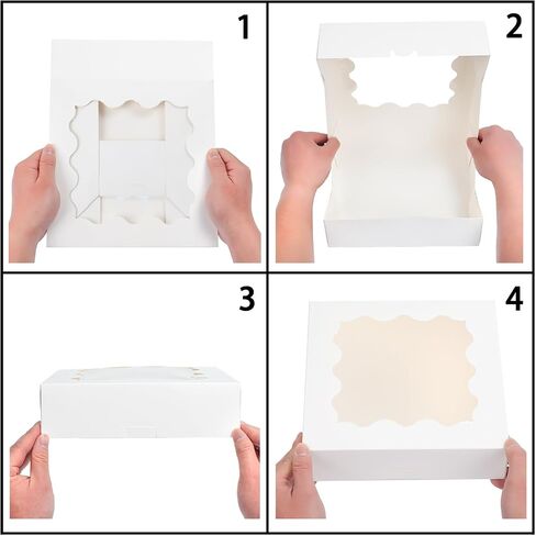 Biocorpla 20-Pack Pie Boxes 9x9x2.5 inches, Bakery Boxes with Window, White Donut Boxes, Strawberry Boxes, Auto-Popup Treat Boxes, Cookie Boxes, Dessert Boxes for Pies, Muffins, Donuts and Pastries in Saudi Arabia