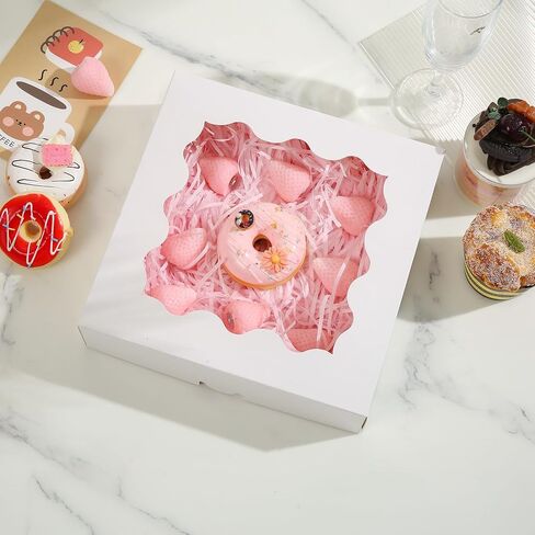 Biocorpla 20-Pack Pie Boxes 9x9x2.5 inches, Bakery Boxes with Window, White Donut Boxes, Strawberry Boxes, Auto-Popup Treat Boxes, Cookie Boxes, Dessert Boxes for Pies, Muffins, Donuts and Pastries in Saudi Arabia